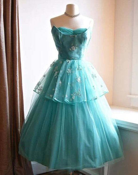 Tulle Puffy Applique Corset Prom Gown ,Dreamy Green Maxi Evening Dress Ball Gown RS2140