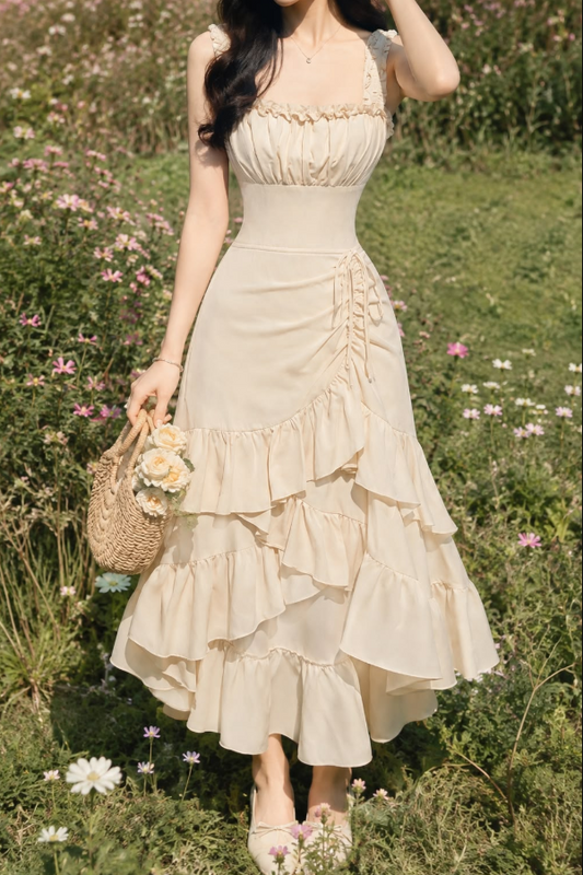 Flowy Chiffon Pleated Corset Prom Gown ,Gentle Women's Maxi Summer Dress RS2148