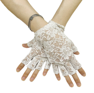 Fingerless Bridal Lace Half Finger Gloves Women's Short Floral Gloves for Wedding Opera Tea Party     S6217