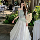 Fairy fake two-piece irregular halter neck short-sleeved T-shirt complete skirt suit R1757