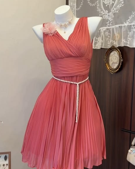Flowy Sleeveless Homecoming Dress , Red Women's Short Prom Dress Party Dress RS2150