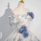 Puffy Glitter Floral Decor Corset Prom Gown , High End Women's Maxi Quinceanera Dress Ball Gown RS2168