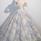 Puffy Glitter Floral Decor Corset Prom Gown , High End Women's Maxi Quinceanera Dress Ball Gown RS2168