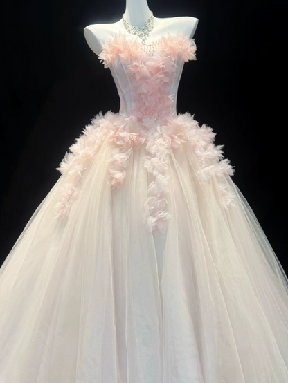 Puffy Feather Decor Corset Prom Gown , Sweet Women's Maxi Quinceanera Dress Ball Gown RS2169