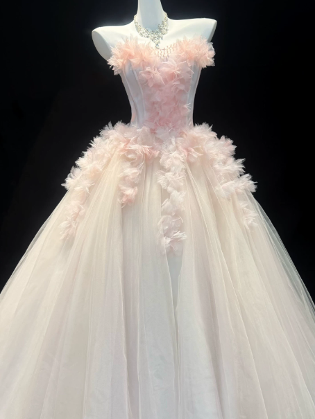 Puffy Feather Decor Corset Prom Gown , Sweet Women's Maxi Quinceanera Dress Ball Gown RS2169