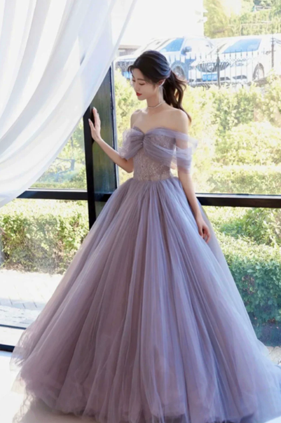 Tulle Puffy Laavender Corset Prom Gown , Dreamy Women's Maxi Quinceanera Dress Ball Gown RS2173