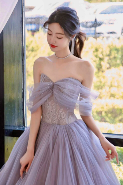 Tulle Puffy Laavender Corset Prom Gown , Dreamy Women's Maxi Quinceanera Dress Ball Gown RS2173