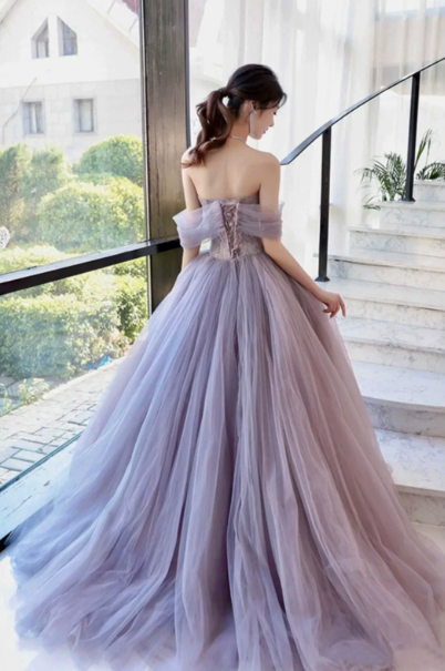 Tulle Puffy Laavender Corset Prom Gown , Dreamy Women's Maxi Quinceanera Dress Ball Gown RS2173