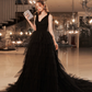 Tulle Puffy Black Corset Prom Gown , Elegant Women's Maxi Evening Dress Ball Gown RS2174