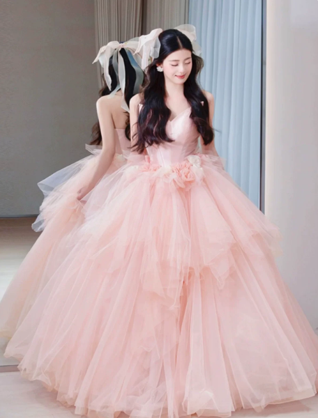 Tulle Puffy Romantic Corset Prom Gown , Sweet Women's Maxi Birthday Dress Ball Gown RS2175