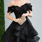 Tiered Tulle Bateau Corset Prom Gown , Elegant Women's Hi-Lo Evening Dress RS2177