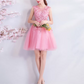 Floral Sleeveless Tulle Homecoming Dress , Barbie Pink Women's Short Prom Dress Party Dress RS2153