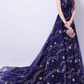 Flowy Polka Dots Corset Prom Gown , Retro Navy Women's Maxi Evening Dress RS2178