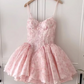 Princess Floral Cute Homecoming Dress , Pink Women's Short Prom Dress Party Dress RS2181