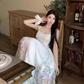 Platycodon temperament floral suspender skirt super beautiful waist dress R0701