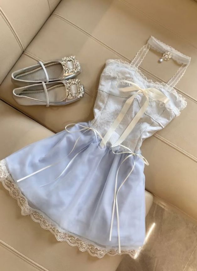 Bow Decor Halter Homecoming Dress , Contrast Women's Mini Summer Dress RS2185