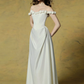 French Chic Light Ivory A-Line Flower-Bateau Bodycon Maxi Women Dress Evening Dress RS280