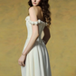 French Chic Light Ivory A-Line Flower-Bateau Bodycon Maxi Women Dress Evening Dress RS280