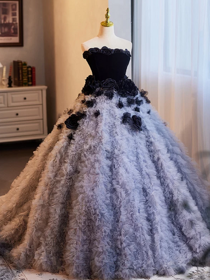 Tulle Puffy Applique Corset Prom Gown , Dreamy Lavender Women's Maxi Evening Dress Ball Gown RS2215