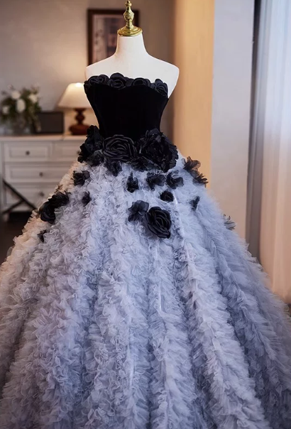 Tulle Puffy Applique Corset Prom Gown , Dreamy Lavender Women's Maxi Evening Dress Ball Gown RS2215