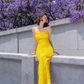 Charming purple sequin sexy waist tube top maxi prom dress, homecoming dress R3104