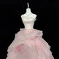 Light pink strapless, fitted waist, full skirt, long ball gown, bridal dress R9050