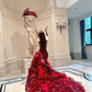 Burgundy strapless fitted waist long sexy and elegant ball gown R8687