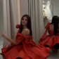 Red Spaghetti‑Strap Tie‑Waist A‑Line Princess Mini Homecoming Dress R5454