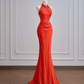 Red Chinese-style neckline, fitted waist, slim-fitting, long, sexy ball gown R8157