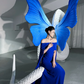 Blue one-shoulder waist elegant slim sexy long ball gown R6105