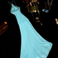 Light blue halter neckline with beaded details, fitted waist, elegant long ball gown R6903