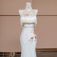 White vintage fitted long ball gown/bridal dress R8384