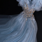 Light blue V-neck fitted long ball gown/bridal dress R8810