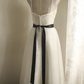 Ivory white halter-neck fitted waist slim beaded midi ball gown R6823