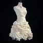 White tube top pleated waist bud skirt short skirt homecoming dress R4931
