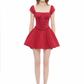 Red suspenders slim waist sexy A-line skirt short skirt homecoming dress R4442