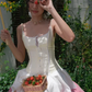 White suspenders slim waist cute playful A-line mini skirt homecoming dress R4644