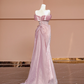 Light pink off-shoulder fitted waist bodycon sexy long ball gown R8409