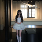 White tube top waist slim fit puffy princess skirt homecoming dress R5091