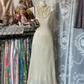 Light apricot sleeveless fitted waist long ball gown R7503
