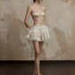 High-end brown tube top herringbone top cute cake skirt homecoming dress R4767