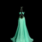 Green halter-neck, fitted waist, sexy long ball gown R6624