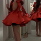 Red Spaghetti‑Strap Tie‑Waist A‑Line Princess Mini Homecoming Dress R5454