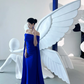 Blue one-shoulder waist elegant slim sexy long ball gown R6105