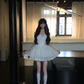 White tube top waist slim fit puffy princess skirt homecoming dress R5091