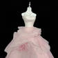 Light pink strapless, fitted waist, full skirt, long ball gown, bridal dress R9050