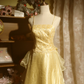 Yellow halter-neck backless fitted ball gown/bridal dress R7256