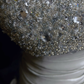 Light grey strapless tube top with rhinestones, slim waist and floral skirt, homecoming dress R4972