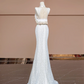 White vintage fitted long ball gown/bridal dress R8384