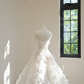 White strapless fitted waist slim-fitting ball gown/bridal dress R8439
